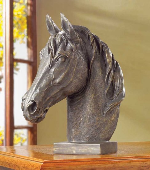 BRONZE-FINISH HORSE HEAD BUST