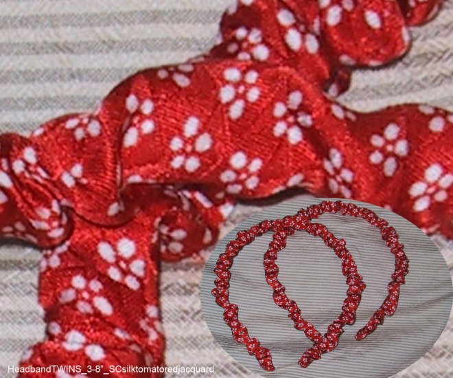 TWINS Headband Suomynona Couture Silk FLOWER white red