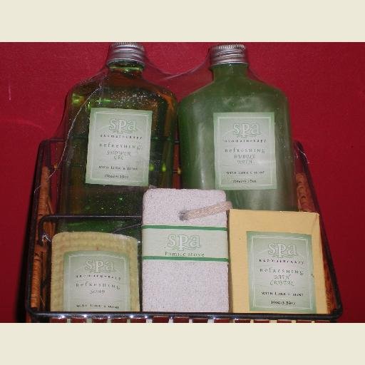 Spa Lime & Mint Bath Set with Basket