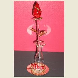 Mom's Red Rose - Glass