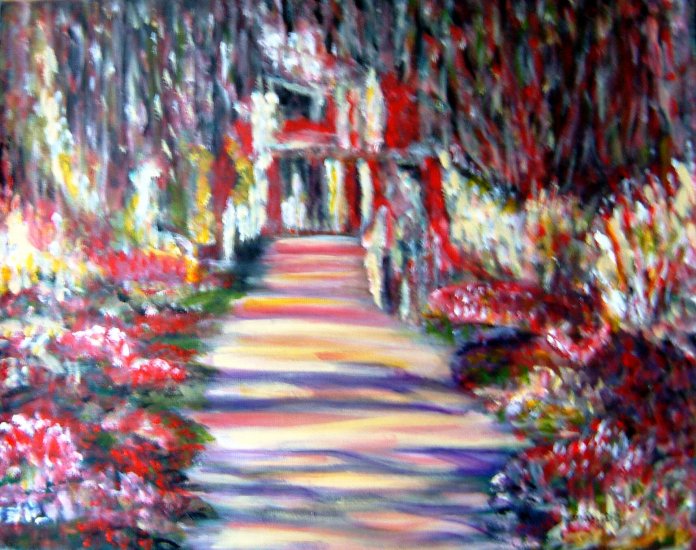 MAJESTIC GARDEN-ORIGINAL IMPRESSIONIST STYLE COLOURFUL LANDSCAPE on canvas paper