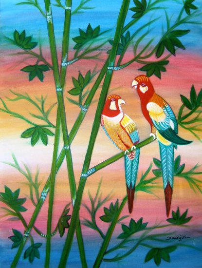 HARMONY-Original abstract landscape with birds