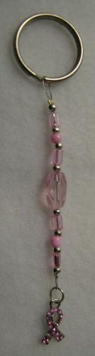 Pink Beaded Keychain with Charm