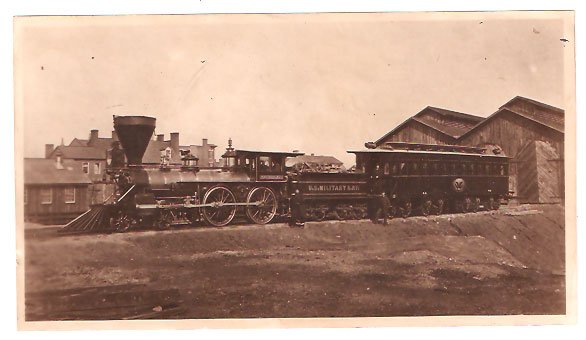 Real Photo of Engine W. H. Whiton & President's car Alexandria, 1865
