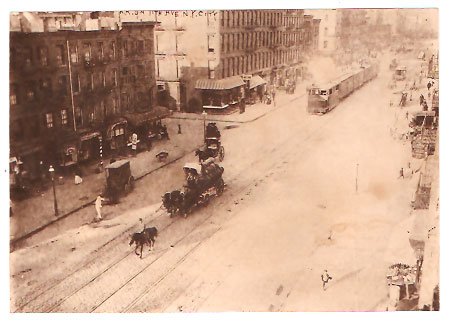 Real Photo-Wagon & Railroad car 11th Ave., NYC, 1900's
