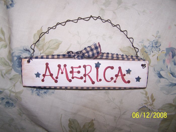 Handcrafted "AMERICA" sign