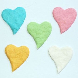 20 Pastel Bendy Hearts Mulberry Paper Embellishment Card Topper