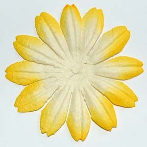 10 Lg. Yellow & White Mulberry Flower Embellishment Card Topper