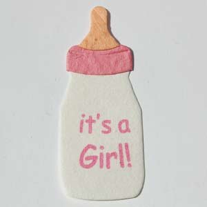 5 - It's a Girl Baby Bottle Die cut Card Topper