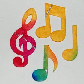 20 Batik Music Notes Card Topper Die Cut Embellishment