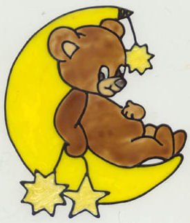 Bear and moon Faux Stained Glass Suncatcher Decal Cling