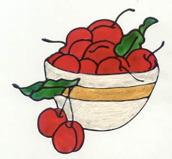 Cherry bowl Faux stained glass Window Cling suncatcher