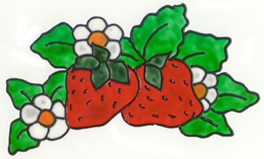 Strawberry faux stained glass window Cling Suncatcher