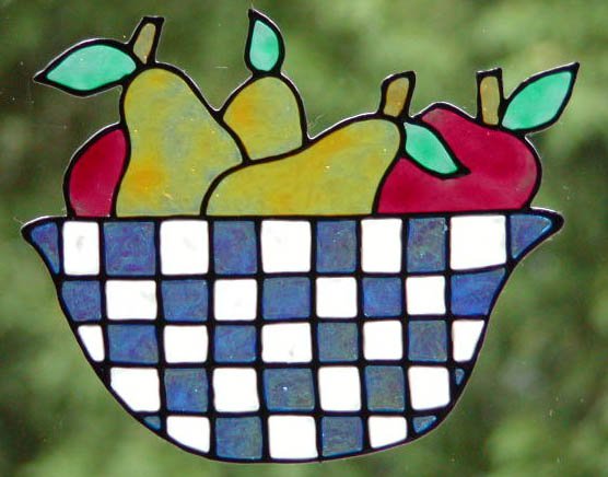 Fruit Bowl Faux stained glass Window Cling
