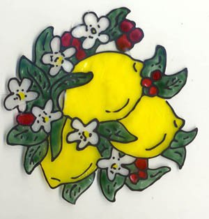 Lemon bunch Faux Stained Glass Window cling suncatcher