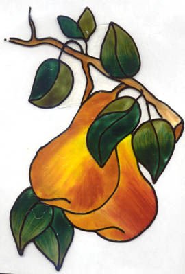 Pear Faux Stained Glass Window Cling Suncatcher Decal