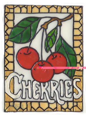 Cherry faux Stained glass window cling suncatcher