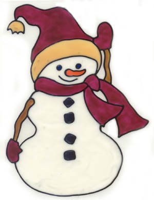 Mauve Snowman Stained Glass Window Cling suncatcher