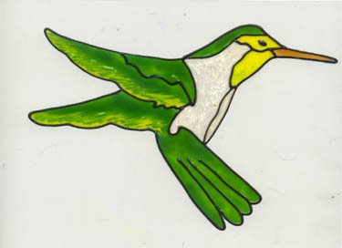 Green and Yellow Hummingbird Faux Window Decal Cling