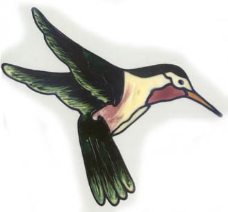 Dark Green Hummingbird Faux Window Decal Cling suncatcher