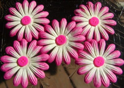 5 - Pink /Lt. Yellow 1 7/8" Mulberry Flower w/ pollen
