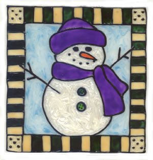 Snowman Faux Stained Glass Window Cling Suncatcher