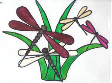 Dragonfly Faux Stained Glass Window Cling Suncatcher