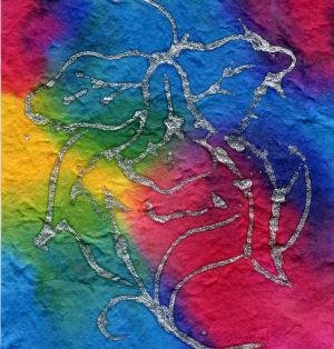 10 Batik with Flowers Heavy Mulberry Paper Tear Bear