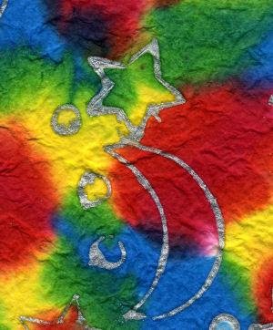 10 batik with Moon/Star Heavy Mulberry Paper Tear Bear
