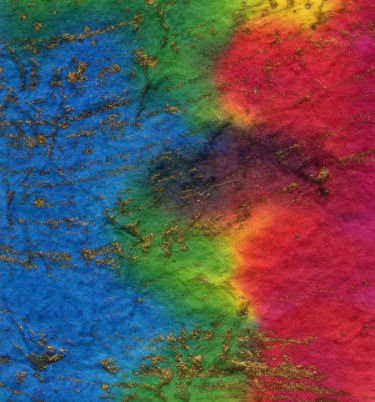 10 Batik with Gold Heavy Mulberry Paper Tear Bear