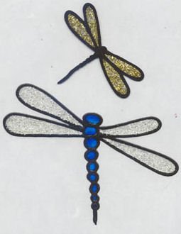 2 Glitter Dragonfly faux stained glass Window Cling