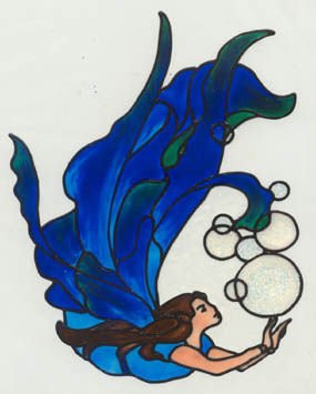 Water Fairy Faux Stained Glass Suncatcher Window Cling