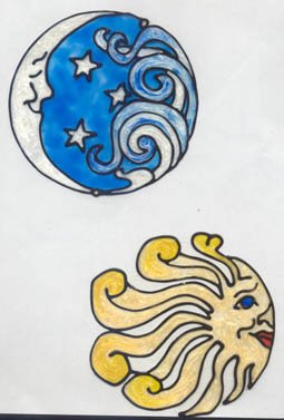 Sun and Moon Faux Stained Glass Suncatcher Decal