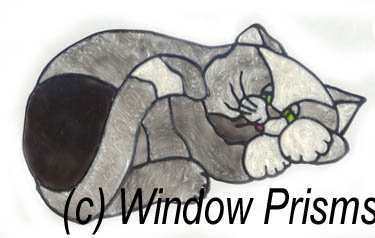 Sleeping Cat Stained glass Window Cling Suncatcher