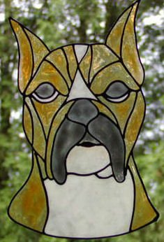 Boxer faux Stained Glass Window Cling Suncatcher