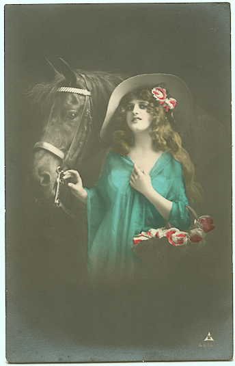Tinted Real Photograph - Woman and Horse - 102