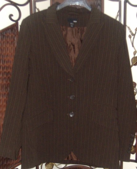 $6***H&M suit jacket brown w. white pinstripes