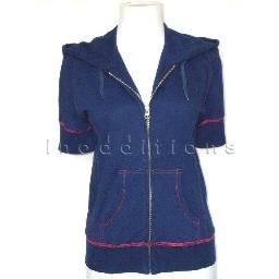 inadditions : New MFG GIRBAUD M.F.G Short Sleeve Zip Front Hoodie Jacket Women's X-small Small