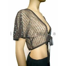 inadditions : New RAMPAGE Sheer Nylon Net Open Tie Front Shrug Top with Sequins Juniors Small