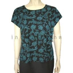 inadditions : New JENNIFER MOORE Nylon Spandex Paisley Print Top Shirt Women's Petite Large