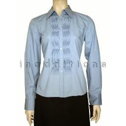 inadditions : New RAFAELLA French Blue Washed Poplin Pintucked Top Shirt Blouse Women's 8 Petite