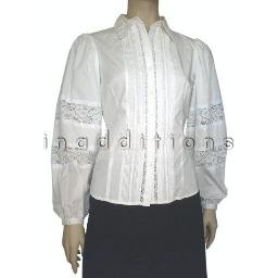 inadditions : New SUNNY LEIGH White Pintucked Lace Accent Top Shirt Blouse Women’s Petite Small