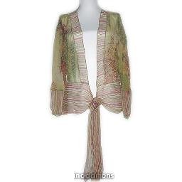 inadditions : New KAREN KANE Sheer Silk Open Front Floral Print Top Shirt Blouse Women's 4 Small