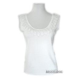 inadditions : New JOSEPH A. Sleeveless White Crocheted Lace and Tulle Top Shirt Women's Medium