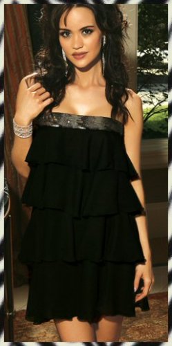 Chiffon Dress OR Skirt With Sequin Trim & Layers S