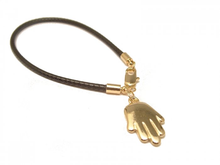 CELEBRITY LEATHER BLACK CORD HAMSA BRACELET *Retail $45