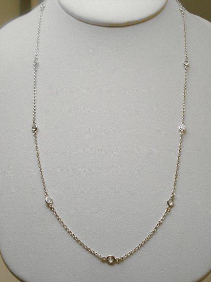 STERLING 24" DIAMOND SIMULATED BY THE YARD NECKLACE