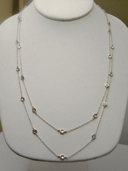 STERLING 36" DIAMOND SIMULATED BY THE YARD NECKLACE