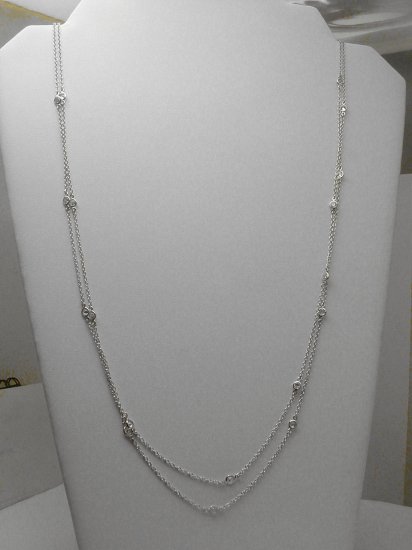 STERLING 60" DIAMOND SIMULATED BY THE YARD NECKLACE