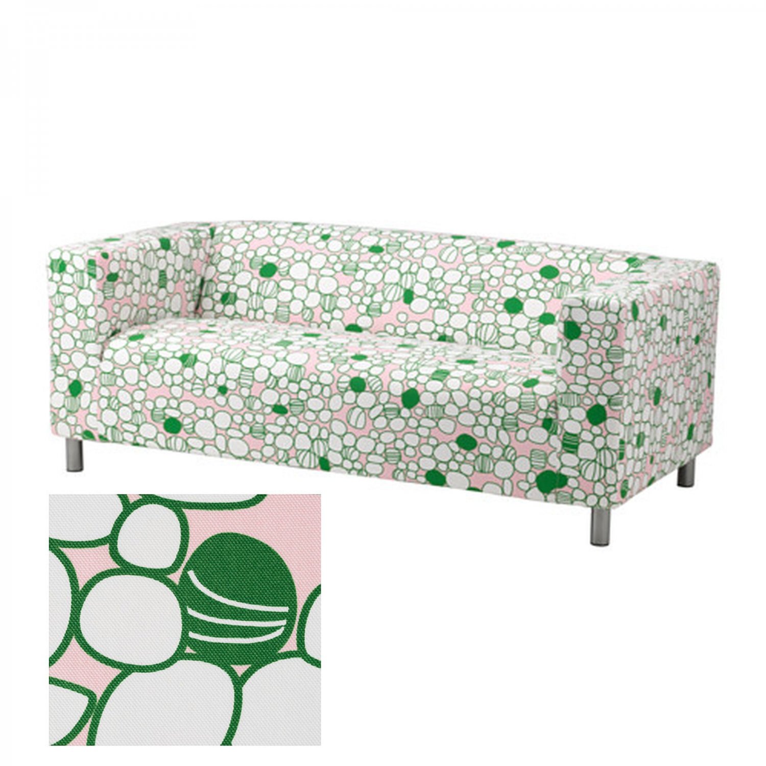 IKEA KLIPPAN Sofa SLIPCOVER Cover Green Pink MOD RETRO Marrehill